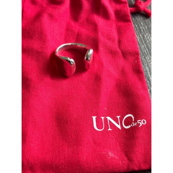 Uno de 50 Women's Silver-Plate Handcrafted Contemporary Open Ring 10 - Picture 1 of 5
